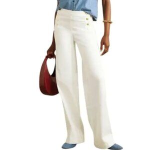 House of Harlow Winter White Wide Leg Gold Button Sailor Pants Women's size 6